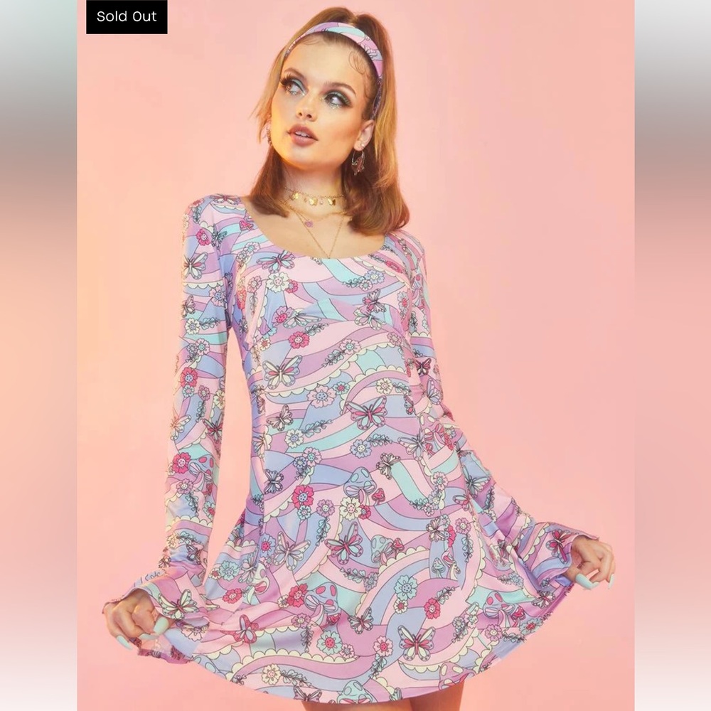 Sugar Thrillz Blooming With Love Floral Pastel Long Sleeve Dress